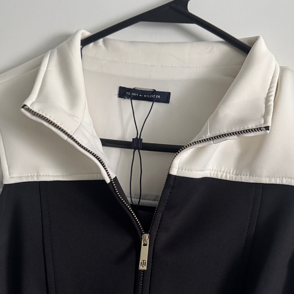 Tommy Hilfiger Black and White Zip-Front Bomber dress